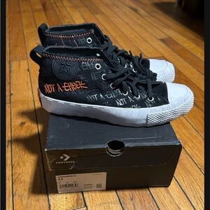 Converse Kids Black and Orange High-Top Sneakers